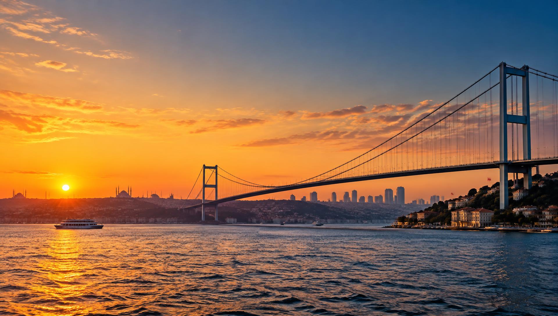 Bosporus-Brücke in Istanbul bei Sonnenuntergang